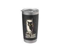 Couteau tenant un chat noir que vous n'avez rien vu Halloween Gobelet isotherme en acier inoxydable double paroi