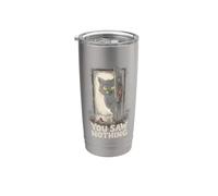 Couteau tenant un chat noir que vous n'avez rien vu Halloween Gobelet isotherme en acier inoxydable double paroi