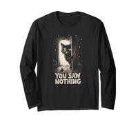 Couteau Tenant Un Chat Noir Que Vous n'avez Rien vu Halloween Manche Longue