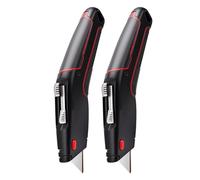 Couteau Utilitaire À Lame À Changement Rapide, Cutter Rétractable Tout Métal Robuste, avec 6 Lames Supplémentaires(Black,*2)