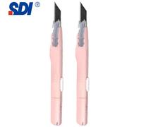Couteau Utilitaire Anti-Tremblement Sdi,Coupe-Boîte En Acier Noir,Coupe-Boîte,Verrouillage Automatique,Artisanat Professionnel,Ouvre-Bricolage,Angle Résistant À 30,Pointu,9mm - Type 2pcs Pink