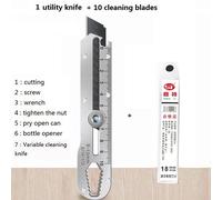 Couteau Utilitaire De Poche En Acier Inoxydable,Outil De Coupe De Papier Peint Épaissi,Multifonctionnel,En Forme De T,Livres,Pelle,Rap-Duty,10 En 1 - Type 1knife 10 Cleaningb