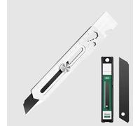 Couteau Utilitaire Multifonction 8 en 1, Cutter Rétractable en Acier Inoxydable avec 10 Lames SK2 de 18 Mm et Système de Verrouillage de Sécurité