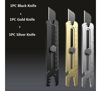 Couteau Utilitaire Multifonction En Acier Inoxydable,Coupe-Boîte Rétractable Professionnel,Outil De Couteau À Ouverture À Double Extrémité,Rapduty,18mm - Type 1black1gold1silvery