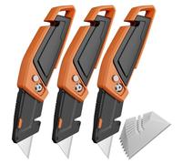 Couteau Utilitaire Pliant avec Rangement for Lames, Cutter À 3 Lames, Compact avec Bouton de Déverrouillage Latéral(*3)