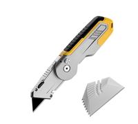 Couteau Utilitaire Pliant avec Rangement for Lames, Cutter Rétractable Robuste en Alliage de Zinc, Comprend 13 Lames(*1)