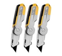 Couteau Utilitaire Pliant avec Rangement for Lames, Cutter Rétractable Robuste en Alliage de Zinc, Comprend 13 Lames(*3)