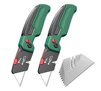 Couteau Utilitaire Pliant, Cutter avec Rangement Intégré for La Lame, Clip Ceinture, Coupe-sangle et 2 Lames Inclus(*2)