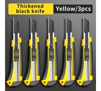 Couteau Utilitaire Rétractable En Métal Tranchant De 18mm,Alliage D'aluminium,Acier Au Carbone,Lames À Pression Noires,Outils De Coupe À Verrouillage Automatique - Type 3 Pcs #B