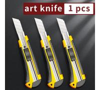 Couteau Utilitaire Rétractable En Métal Tranchant De 18mm,Alliage D'aluminium,Acier Au Carbone,Lames À Pression Noires,Outils De Coupe À Verrouillage Automatique - Type 1 Pcs #A