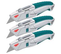 Couteau Utilitaire Robuste en Alliage de Zinc, Couteau de Travail Rétractable 2 en 1, Double Système de Sécurité, Verrouillage de Lame À 3 Positions, Comprend 5 Lames(*3)