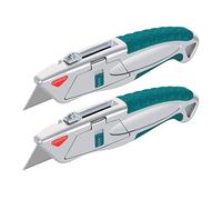 Couteau Utilitaire Robuste en Alliage de Zinc, Couteau de Travail Rétractable 2 en 1, Double Système de Sécurité, Verrouillage de Lame À 3 Positions, Comprend 5 Lames(*2)