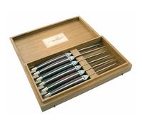 Ensemble de 6 couteaux à viande - acier inoxydable, manche en bois de palissandre - Tranchant parfait - Pour offrir ou s'offrir grâce à sa belle boite cadeau - Couteaux pour viande, volaille Marron fo