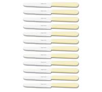 Couteaux de table, couteau à steak, couteau à beurre, set 12 pièces, acier inoxydable, lame avec tranchant et scie, couteau à tartiner, passe au lave-vaisselle, manche ergonomique