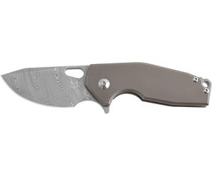 Couteaux FOX VOX SURU PLIANT. POIGNÉE TITANE ACID-DAMASTEEL SUPER DENSE TWIST LAME FX-526 DTI