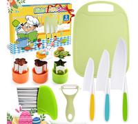 Couteaux pour Enfants,9 pièces,dès 2 Ans,Coffret de Couteaux de Cuisine de Chef avec Coupe-légumes,idéal pour Noël ou Un Anniversaire (Vert)