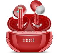 ¿¿couteurs Bluetooth 5.4, ¿¿couteur sans Fil avec Mic, Casque Bluetooth Hi-FI Son St¿¿r¿¿o, IP7 Etanche, Rouge