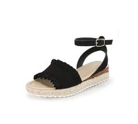 Coutgo Espadrilles à plateforme pour filles - Bout ouvert - Sangle de cheville - Chaussures d'été décontractées pour enfants et tout-petits, noir, 31 EU