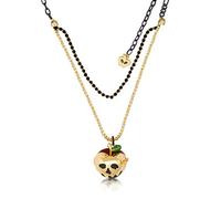 Couture Kingdom Disney by Collier plaqué or Blanche-Neige et Les Sept Nains Collier Médaillon Fantaisie Pendentif avec Cristal Noir Swarovski