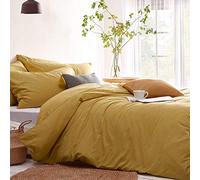 CoutureBridal Housse de Couette 200x200 cm Jaune Couleur Unie - Parure de Lit 2 Personnes avec Fermeture Éclair - Housse Couette en Microfibre avec 2 Taie d'oreiller 65x65 cm