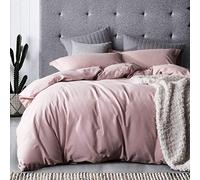 CoutureBridal Housse de Couette 200x200 cm Rose Couleur Unie - Parure de Lit 2 Personnes avec Fermeture Éclair - Housse Couette en Microfibre avec 2 Taie d'oreiller 65x65 cm