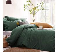 CoutureBridal Housse de Couette 200x200 cm Vert foncé Couleur Unie - Parure de Lit 2 Personnes avec Fermeture Éclair - Housse Couette en Microfibre avec 2 Taie d'oreiller 65x65 cm