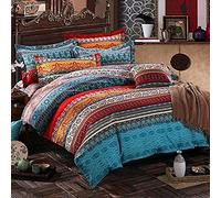 CoutureBridal Housse de Couette 220x240cm + 2 taie d'oreiller 65x65cm 2 Personne Ado Fille Adulte Coloré Bleu Bohême Boho Ancienne Parure de Lit Linge de lit