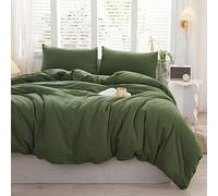 CoutureBridal Housse de Couette 220x240cm Vert Olive 2 taie d'oreiller 65x65cm Ado Adulte Réversible Parure de Lit Bicolore 2 Personnes avec Fermeture Éclair