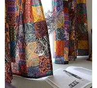 CoutureBridal Rideaux bohémiens - Aspect Lin - en Coton translucide - pour Salon, Chambre à Coucher, Style Indien, Vintage - Opaque - (l 140 cm x H 240 cm - 1 pièce