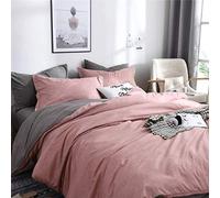 CoutureBridal Sets de Housse de Couette 220x240cm + 2 taie d'oreiller 65x65cm Ado Fille Adulte Rose Gris Réversible Parure de Lit 2 Personne Avez Fermeture Éclair