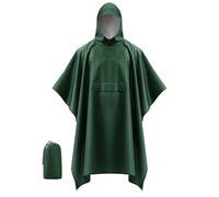 Coutyuyi Imperméable Poncho Pluie Unisexe, Poncho/Tapis de Camping/Ombre de Camping Multifonctions 3 en 1 Veste Coupe-Pluie Cape imperméable pour la randonnée,Camping(Vert Armée,XXL)