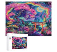 couurs néon Arbres Puzz 500 Pièces Art Morne 3DJeu D'Intelligence Éducatif pour Famil Relaxation Assemblage Amusant CaauFête 500 PCS