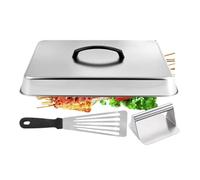 Couvercle à badigeonner rectangulaire pour cuisson à la vapeur | Dôme de fonte de fromage en acier inoxydable avec presse à viande et spatule pour barbecue, cuisine, cuisine en plein air