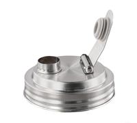 Couvercle à bec verseur en acier inoxydable pour bocaux à large goulot avec joint en silicone anti-fuite et poignée, bouchon à rabat verrouillable pour un versement fluide et sécurisé (acier)