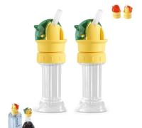 Couvercle À Paille Réutilisable Pour Bouteille D'eau Et Boissons, Bouchon Convertisseur Avec Paille Pour Bouteille, Couvercle De Bouteille Portable 2-en-1 Avec Paille(Green*2)