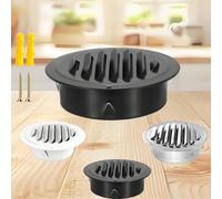 Couvercle À Rabat Pour Grille D'aération 50mm-200mm Grille D'Aération Ventilation Hotte Murale Ronde，Grille Aeration Extérieure D'échappement Avec Maille, Pour Chambre Caravane(Noir,180mm)