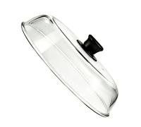 Couvercle alimentaire en verre borosilicaté, protection contre les éclaboussures de micro-ondes avec bouton supérieur, cloche transparente de 26 cm pour le réchauffage des assiettes, repose-comptoir,