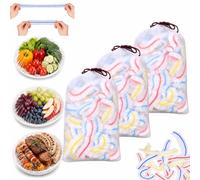 Couvercle Alimentaire Jetable,Film Alimentaire Reutilisable,Couvercle Plastique Extensible,RéUtilisables, HäLt Staub Fern,Pour Conservation Fruits Et LéGumes (300PCS*couleur)
