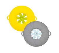 Couvercle Anti-Déversement en Silicone - Forme de Fleur Rotatif - Protection Multifonction pour Casserole 23/26/29 cm (23 cm, Gris)