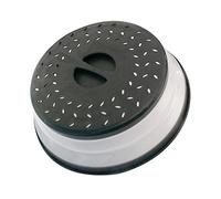 Couvercle anti-éclaboussures pliable pour micro-ondes, 26,7 cm, passe au lave-vaisselle, couvercle d'assiette micro-ondes avec grille d'aération pour vapeur, silicone et plastique sans BPA (noir)