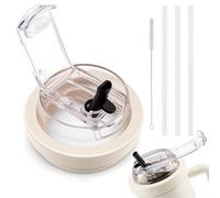 Couvercle Anti-Fuite pour Stanley Cup, couvercle de Rechange Amovible pour Gobelet de 1,2 L avec 3 Pailles et 1 Brosse à Paille, Couvercle Réutilisable, Accessoire pour Stanley Cup(Blanc)