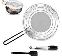 Couvercle Anti Projection, Couvercle Anti Eclaboussure 30cm, Universelle Couvercles Poele PassoireAnti-éclaboussures avec Pliable Poignées, Acier Inoxydable, pour Poêles, Diamètre 20, 24