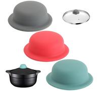 Couvercle bouton de couvercle en pot, 3pcs Isolation thermique Anti-scalding Silicone Pot Handle Couver