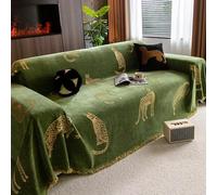Couvercle Canapé de Chenille en Toute Saison Animal Léopard, Protecteur de Meubles À Gratter Anti-Chat pour Le Couvercle de Canapé de Lit de Coussin 2/3/4 Couvre-Lits Green 180 * 280cm