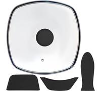 Couvercle carré en verre pour poêles à griller avec trou d'aération de vapeur - Compatible avec les poêles Lodge en fonte de 26,67 cm - Couvercle carré en verre trempé - Non universel - avec supports