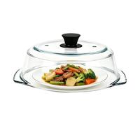 Couvercle chauffant en verre transparent réutilisable avec poignée en silicone pour micro-ondes, pour four, bols, assiettes, chauffage, cuisson à la vapeur, légumes