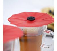 Charles Viancin - Lot de 2 Couvre-Verres Poppy en Silicone - 11 cm, Rouge - Hermétiques, Gardent les Boissons au Frais ou au Chaud, Protègent des Insectes