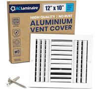 Couvercle d'aération à 3 voies en aluminium : diffuseur d'alimentation en air à lame incurvée réglable - 30,5 x 25,4 cm - Joint en plastique pour un ajustement serré, flux d'air silencieux,