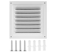 Couvercle D'aération en Acier Inoxydable, À visser Grille Ventilation Hotte 150x150mm 200x200mm 250x250mm 300x300mm Grille de Ventilation Extérieur, Blanc(300x300mm)