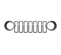 Couvercle D'anneau De Calandre Et Anneau De Phare Décoratif Pour Jeep Pour Wrangler JL 2024 Aspect Fiber De Carbone Grille de Devant(Noir)